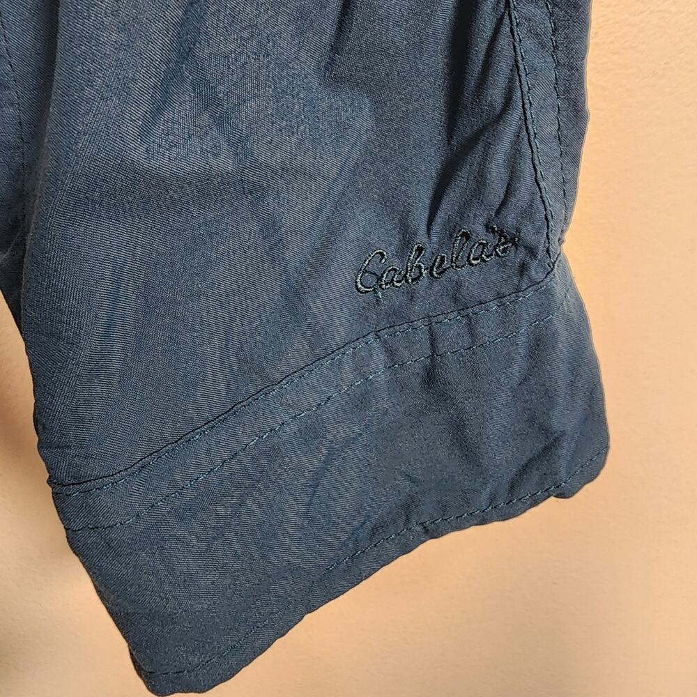 Cabelas Womens Shirt Button Up Fitted Long Roll Tab Sleeve Ruched Teal Outdoor L - Picture 5 of 9